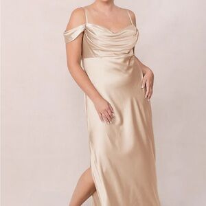 NWT Revelry Sienna Gold Champagne Satin Bridesmaid Wedding Dress sz 20